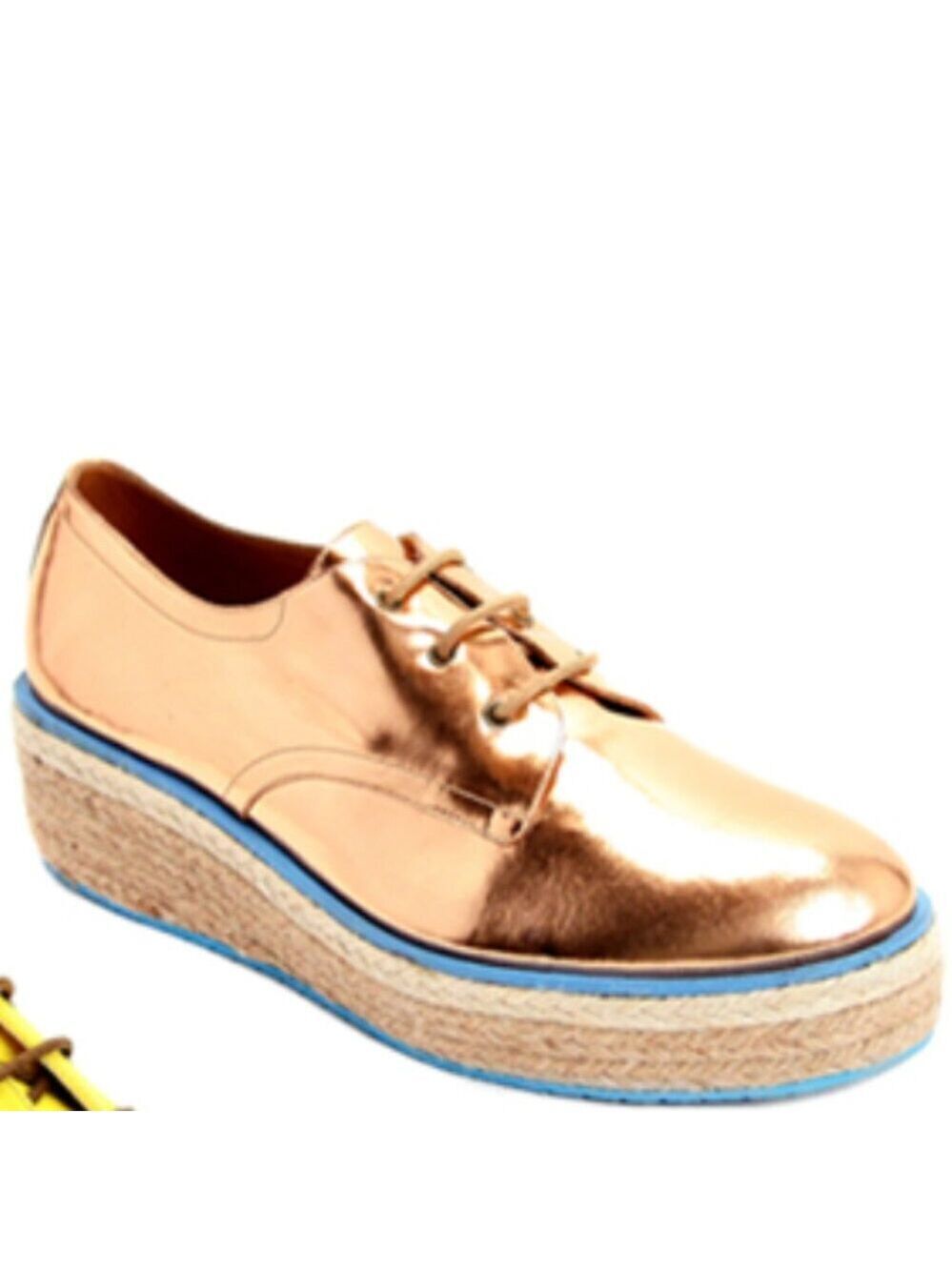 John Fluevog Martins Platform Espadrille Lace Up Metallic Copper Orange Size 6